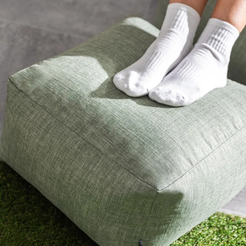 Amara Gewebter, Quadratischer Fußhocker, Outdoor, Salbeigrün