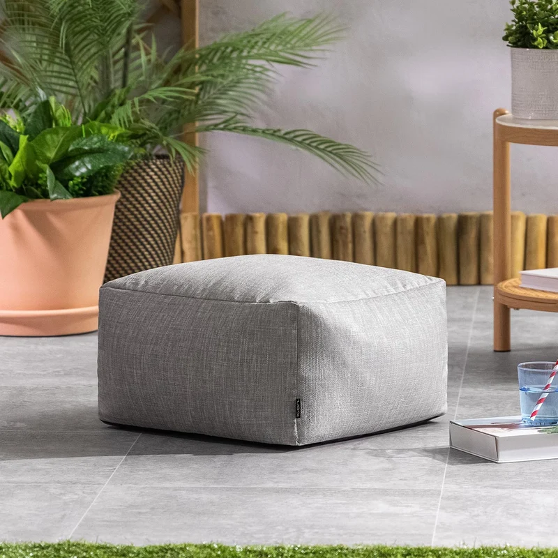Amara Gewebter Quadratischer Fußhocker, Outdoor, Naturfarbe