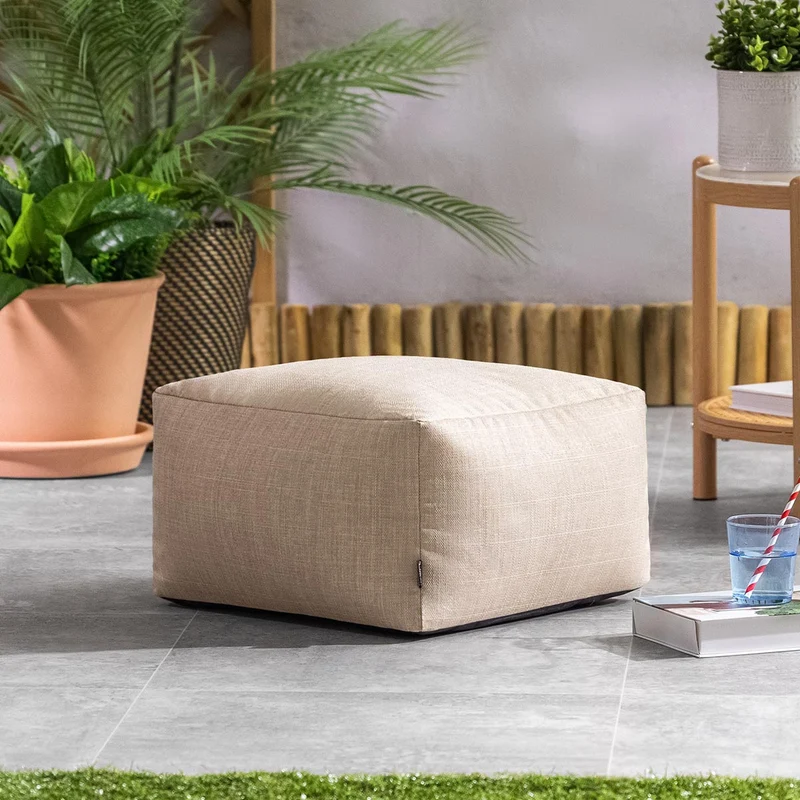 Amara Quadratischer Fußhocker, Outdoor, Naturfarbe