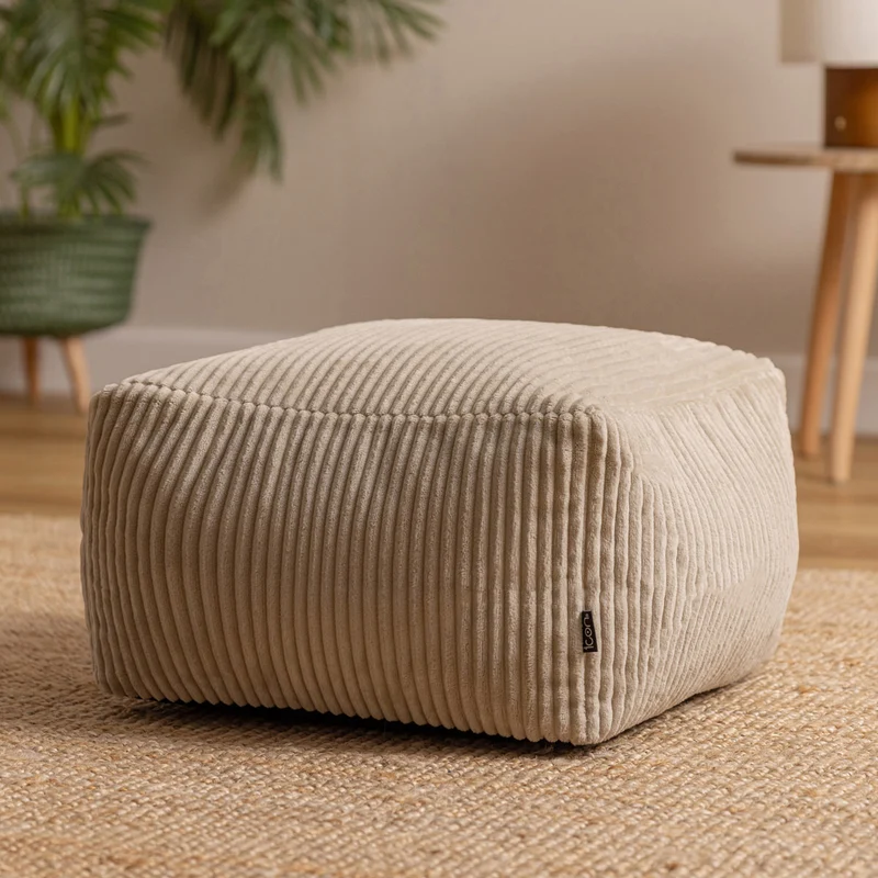Amara Quadratischer Fußhocker, Cord, Natur