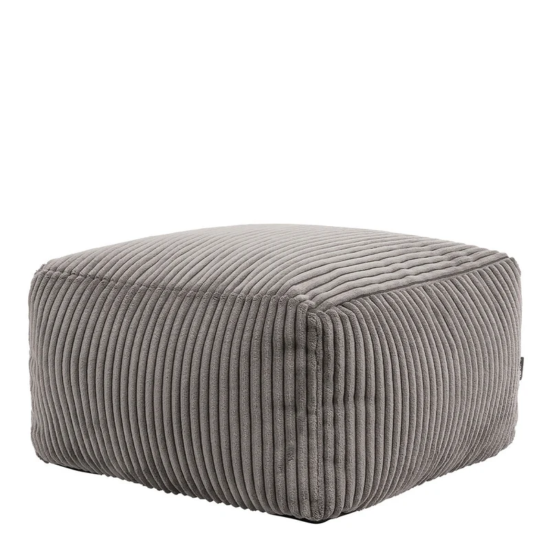 Amara Quadratischer Fußhocker, Cord, Dunkengrau