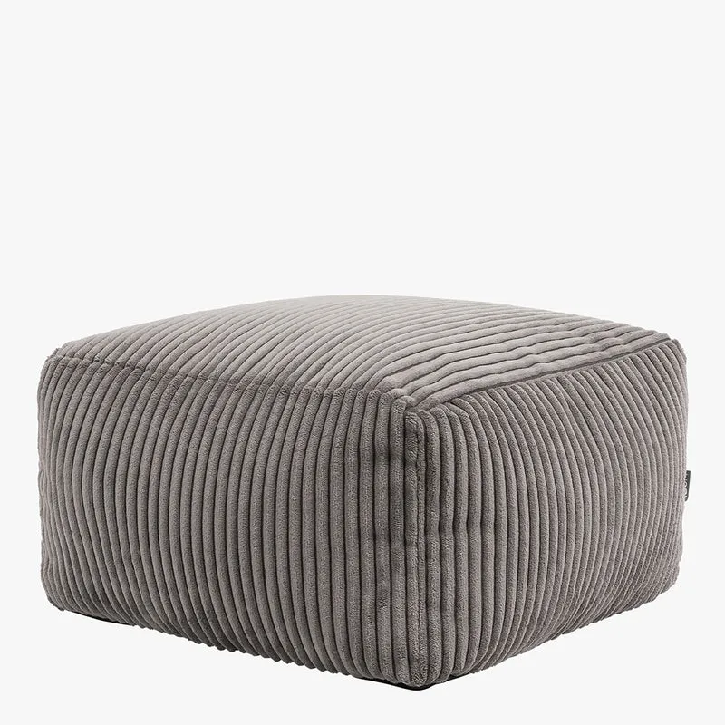 Amara Quadratischer Fußhocker, Cord, Dunkengrau