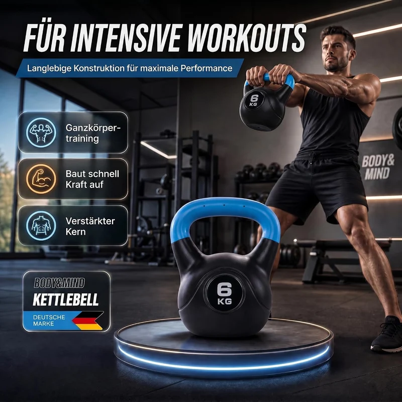 Kettlebell Kugelhantel Deluxe 2-20 kg – Bodenschonendes Krafttraining