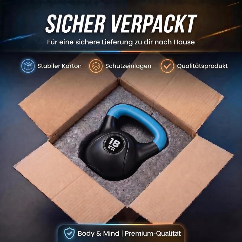 Kettlebell Kugelhantel Deluxe 2-20 kg – Bodenschonendes Krafttraining