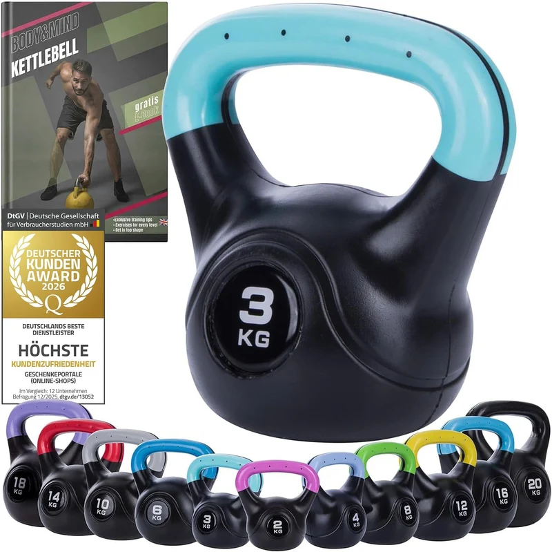 Kettlebell Kugelhantel Deluxe 2-20 kg – Bodenschonendes Krafttraining
