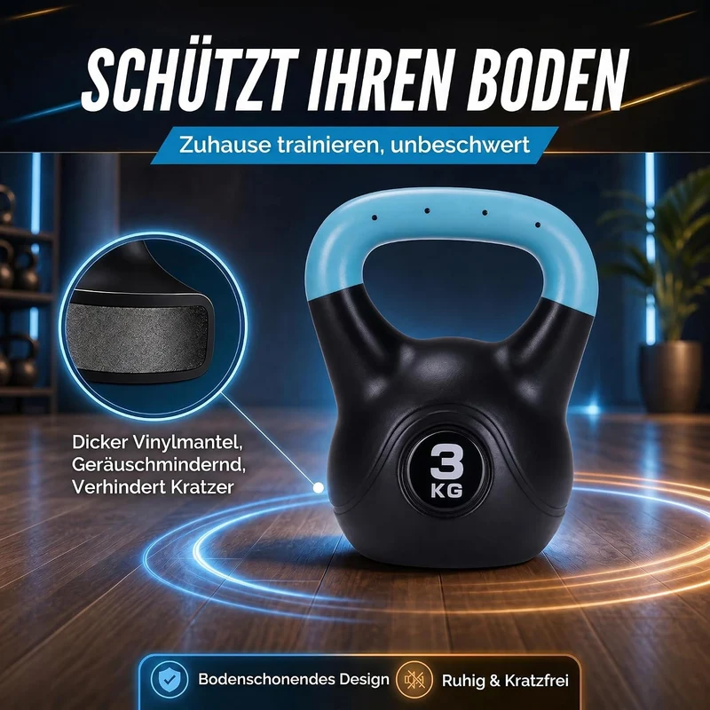 Kettlebell Kugelhantel Deluxe 2-20 kg – Bodenschonendes Krafttraining