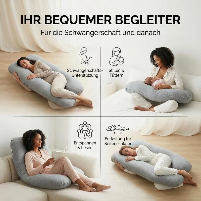 Schwangerschaftskissen & Seitenschläferkissen U-Form Stillkissen