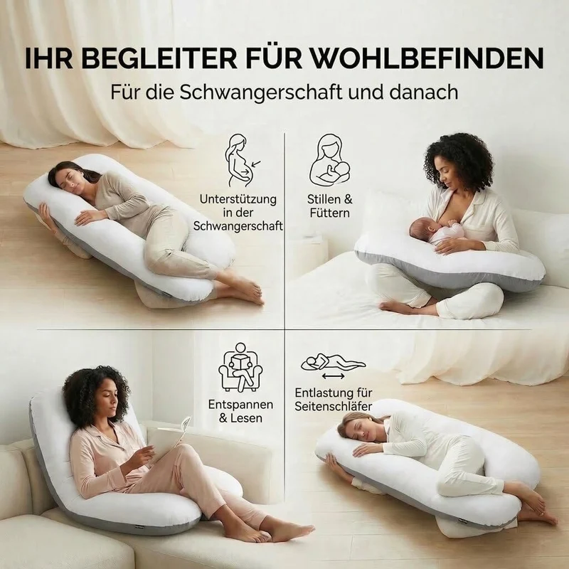 Schwangerschaftskissen & Seitenschläferkissen U-Form Stillkissen