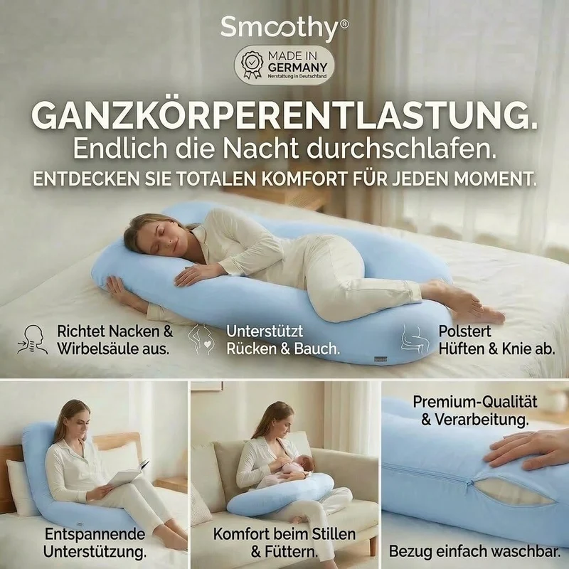 Schwangerschaftskissen & Seitenschläferkissen U-Form Stillkissen