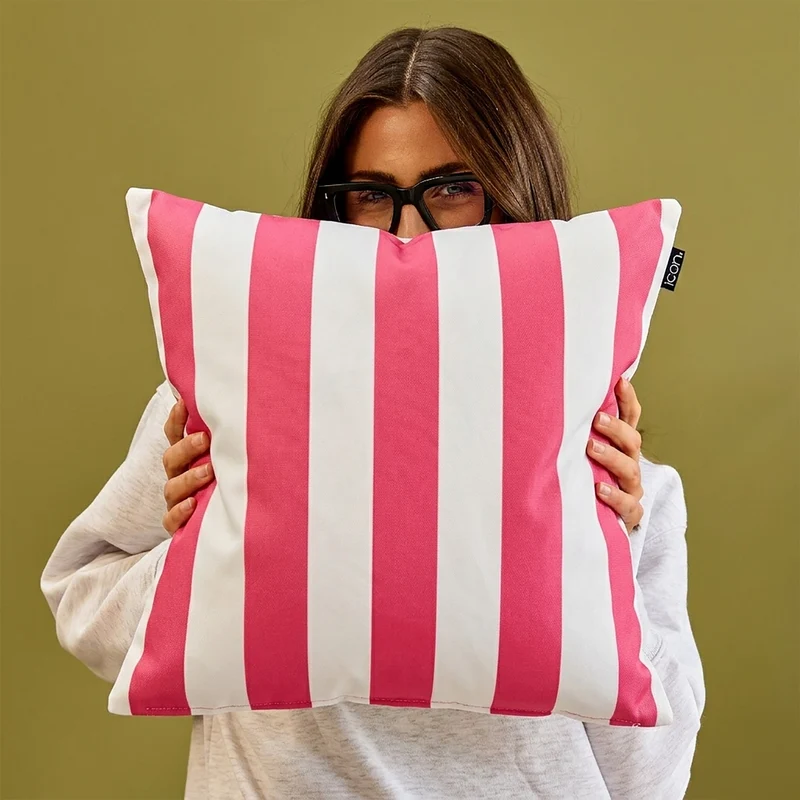 Deck Stripe Indoor-Outdoor Kissen – Pink