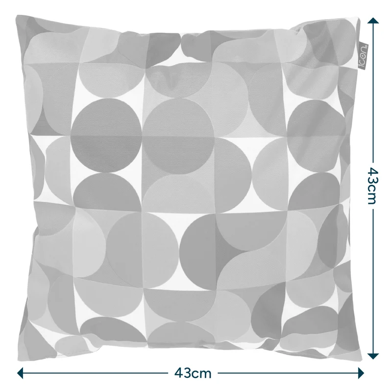 Rundes Kissen mit geometrischem Muster für drinnen und draußen – Mehrfarbig
