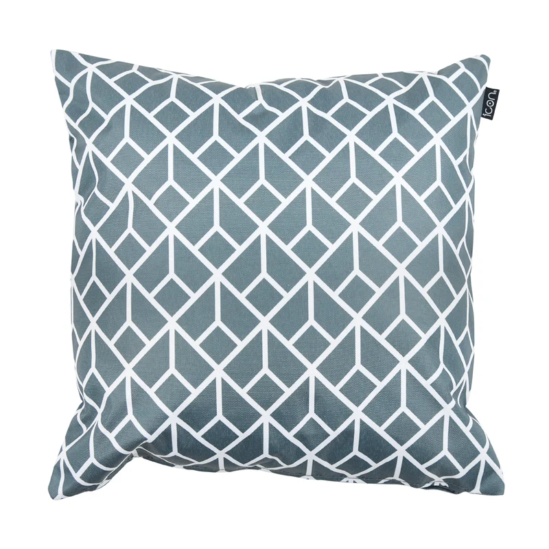 Art Déco Geometrisches Outdoor-Kissen – Anthrazitgrau