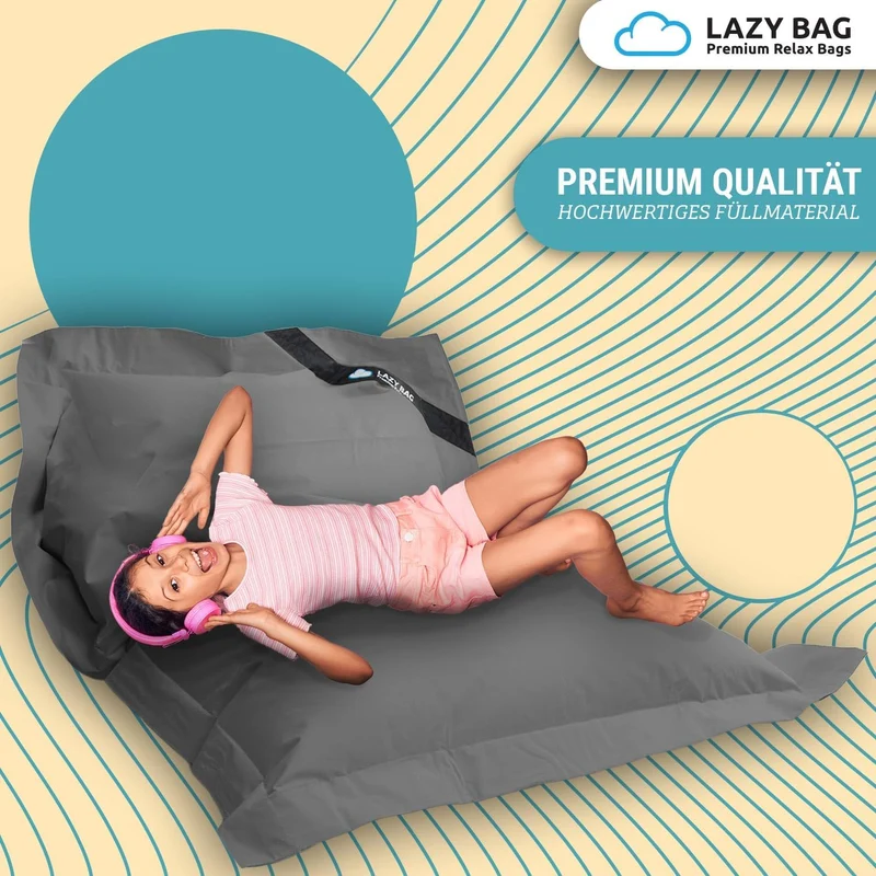 LazyBag Outdoor Sitzsack Junior – Wasserfestes Sitzkissen für Kinder