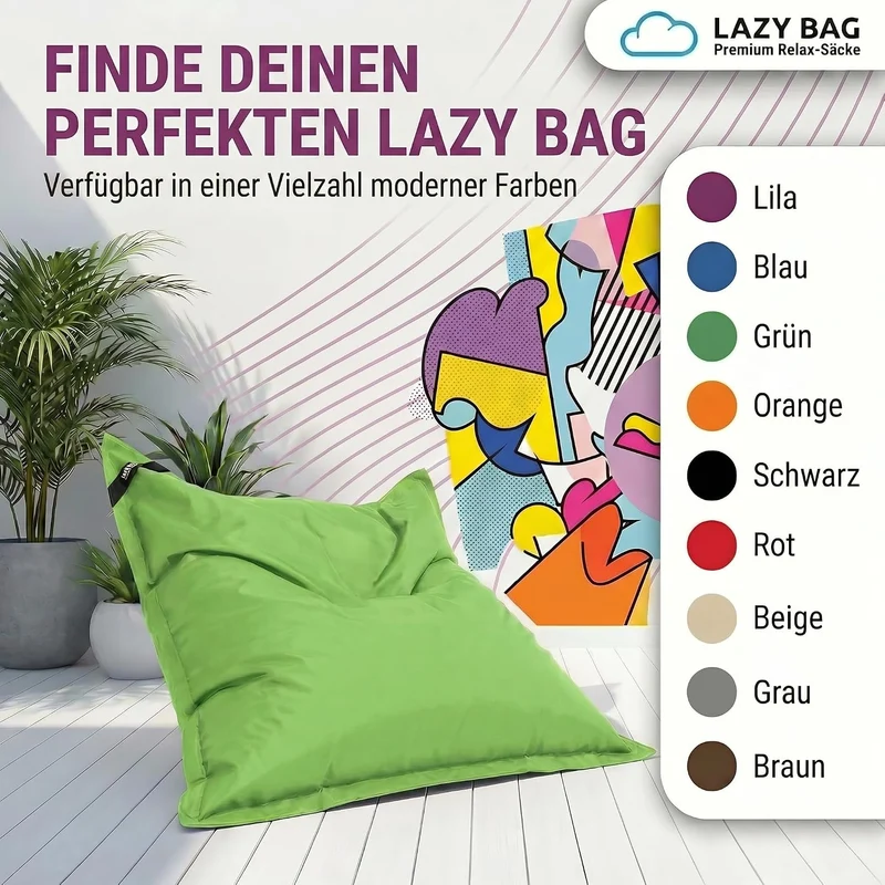 LazyBag Outdoor Sitzsack Junior – Wasserfestes Sitzkissen für Kinder