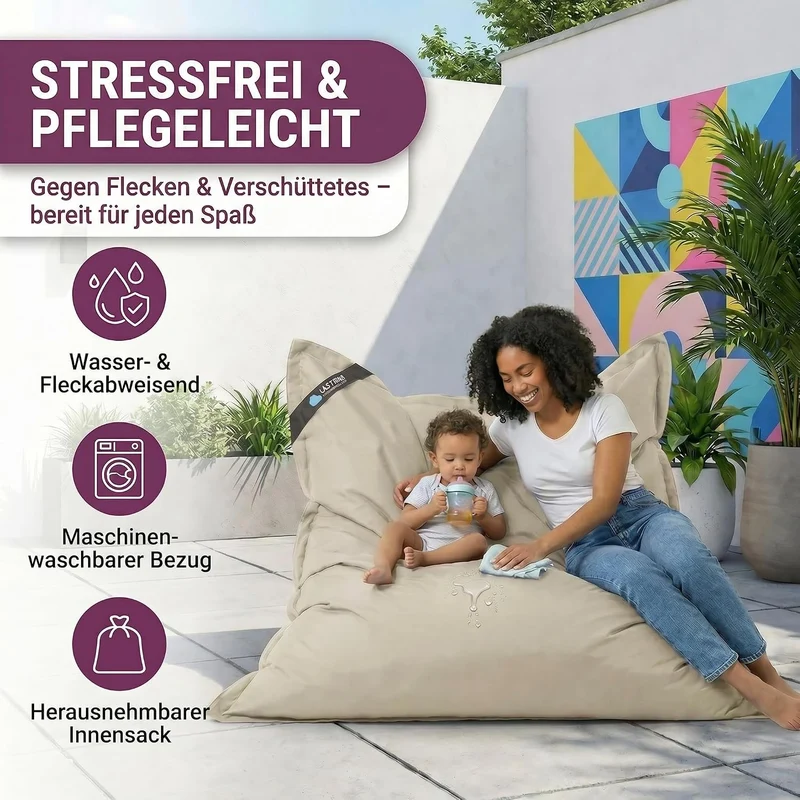 LazyBag Outdoor Sitzsack Junior – Wasserfestes Sitzkissen für Kinder