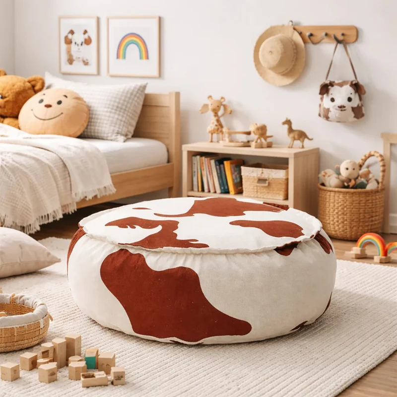 Sitzsack Kinder Pouf Kuhflecken, 65 cm Durchmesser