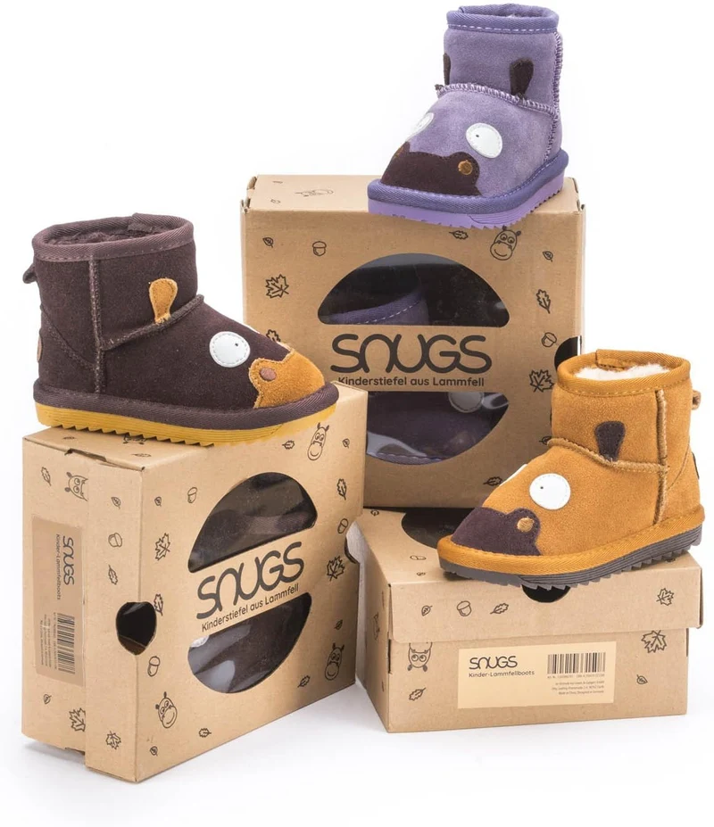Snugs Kinder Lammfellstiefel – Warme Winterstiefel aus Rauleder