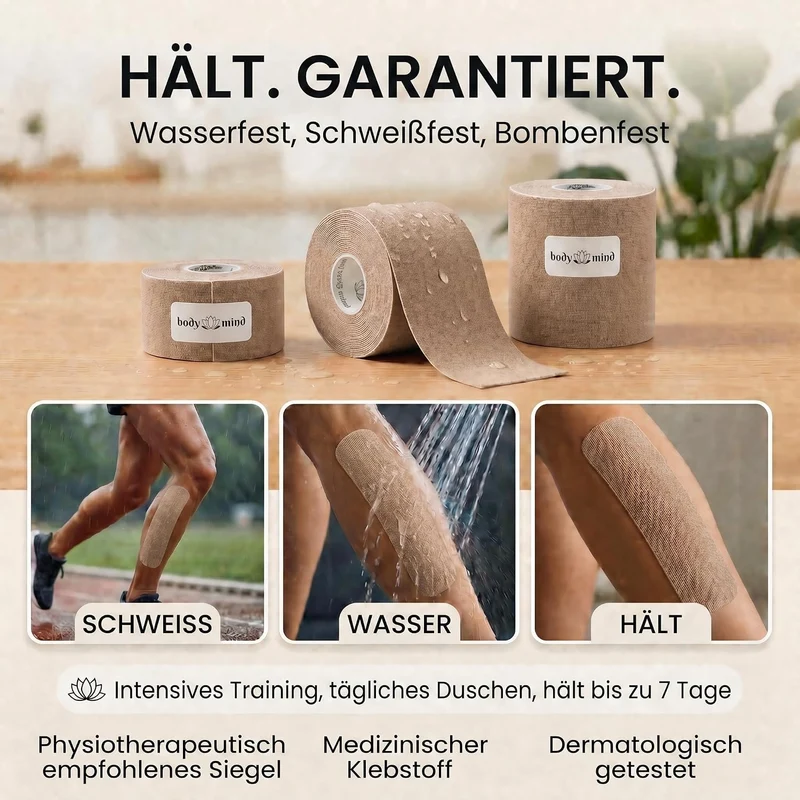 Kinesiologie Tape 10cm x 5m – Extra breites Sporttape Physio