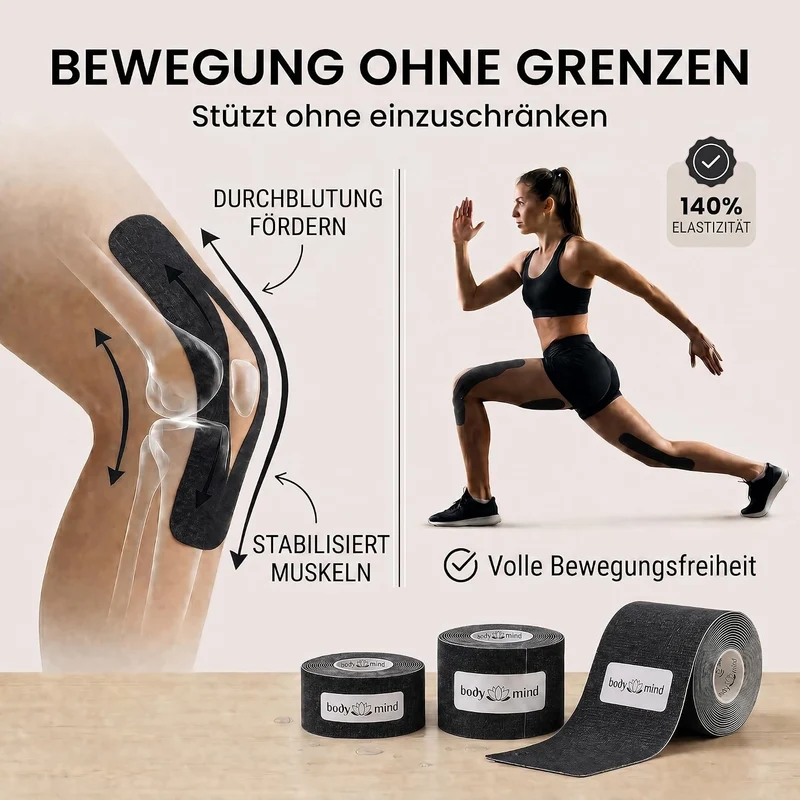 Kinesiologie-Tape 2,5cm - Elastisches Sporttape für Physiotherapie