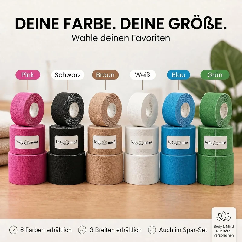 Kinesiologie-Tape 2,5cm - Elastisches Sporttape für Physiotherapie
