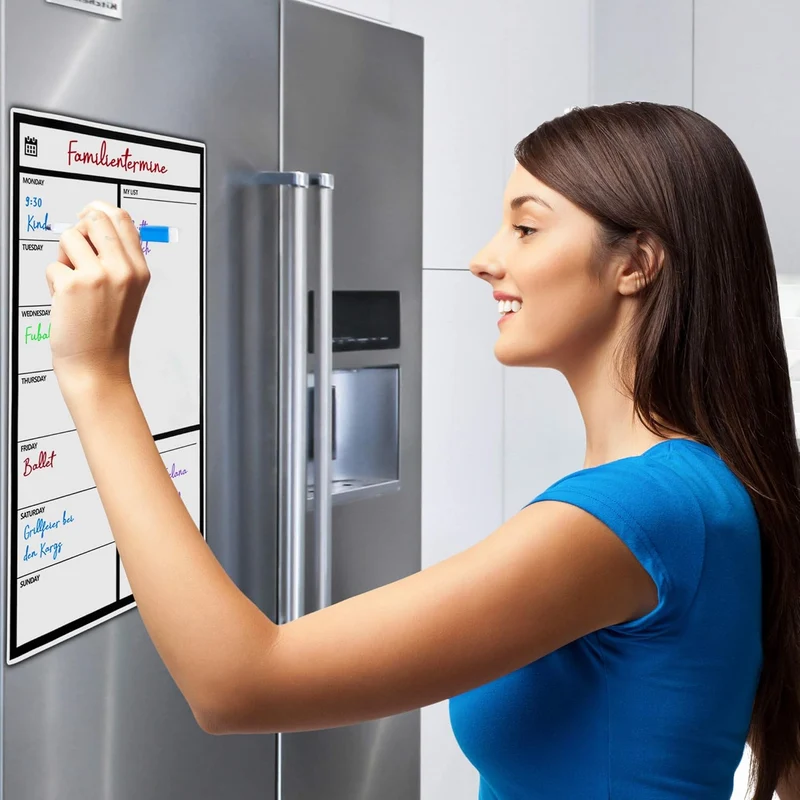 Magnetischer Wochenplaner für Kühlschrank - Whiteboard mit 4 Stiften