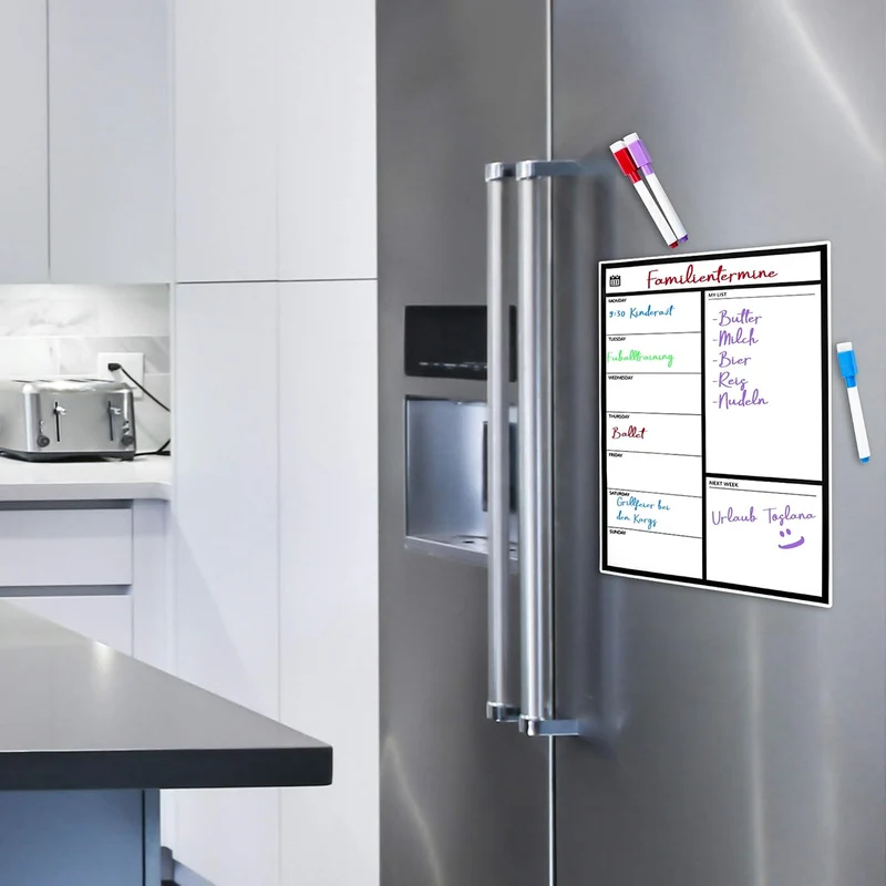 Magnetischer Wochenplaner für Kühlschrank - Whiteboard mit 4 Stiften