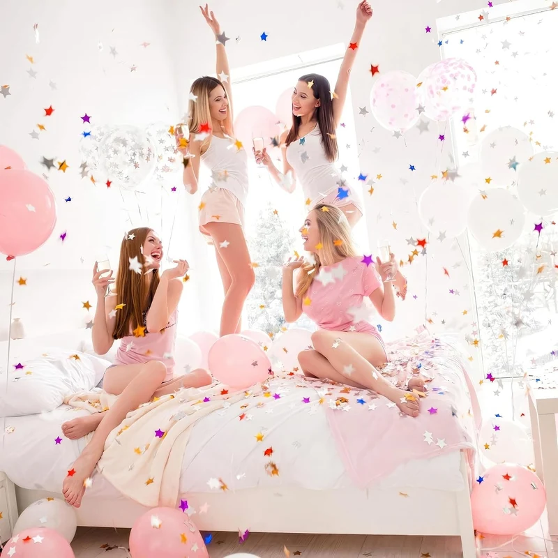 10x Konfettikanone XXL 100 cm – Bunte Sterne Party Popper