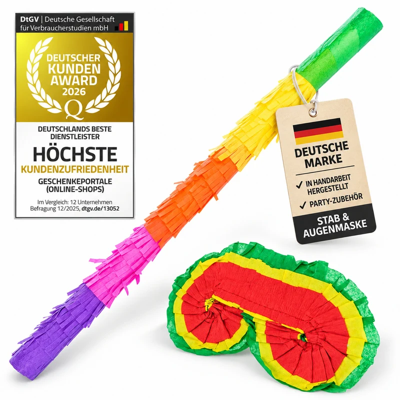 Pinata-Zubehör Set: Stab zum Schlagen & Augenmaske für Partys