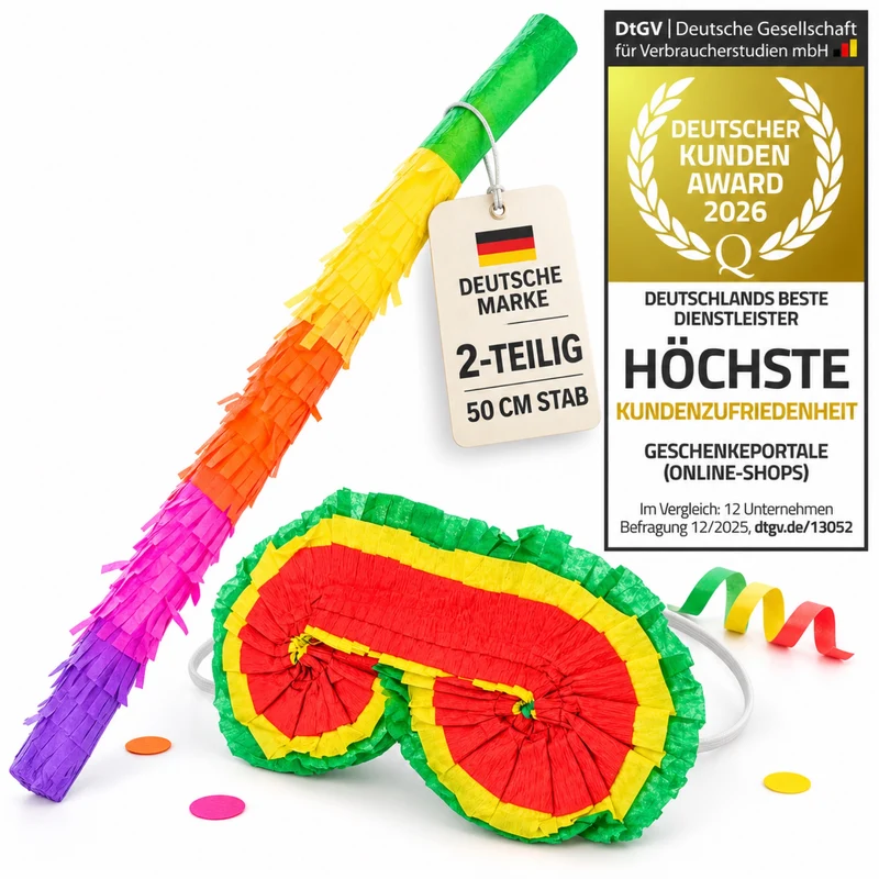 Pinata-Zubehör Set: Stab zum Schlagen & Augenmaske für Partys