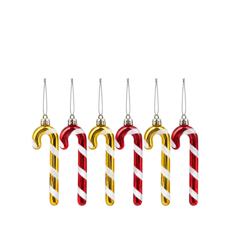 Zuckerstangen-Weihnachtsanhänger – 6 Stück.
