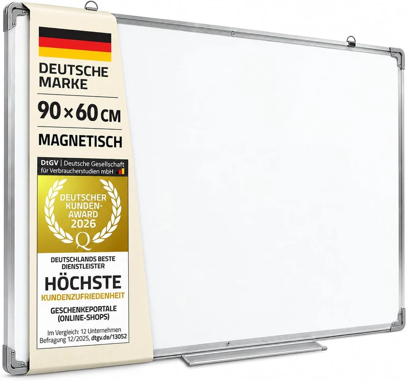 Magnetisches Whiteboard 90x60 cm mit Alurahmen & Ablage