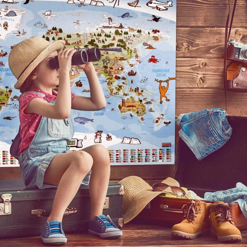 Kinder Weltkarte XXL - 140x100cm Lernposter für Kinder