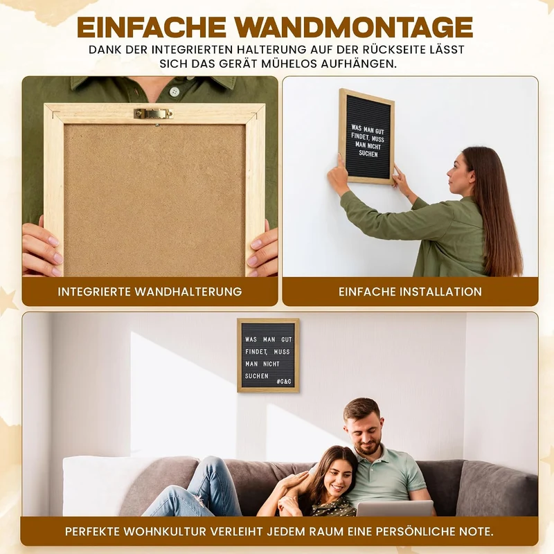 Buchstabentafel Holz-Rahmen - Letter-Board mit 161 Buchstaben