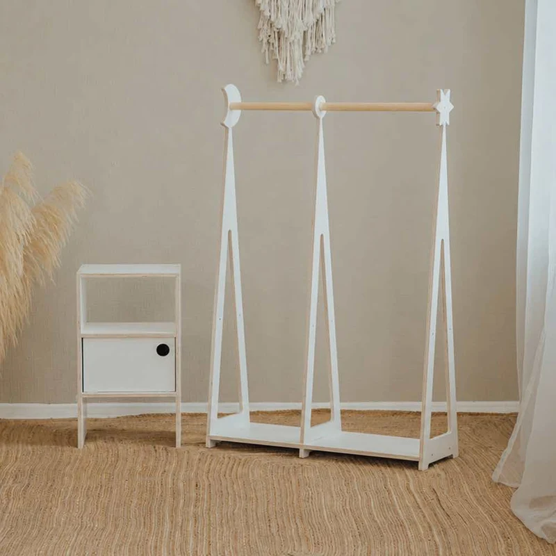Kindergarderobe Montessori Weiß, 117 x 75 x 27 cm