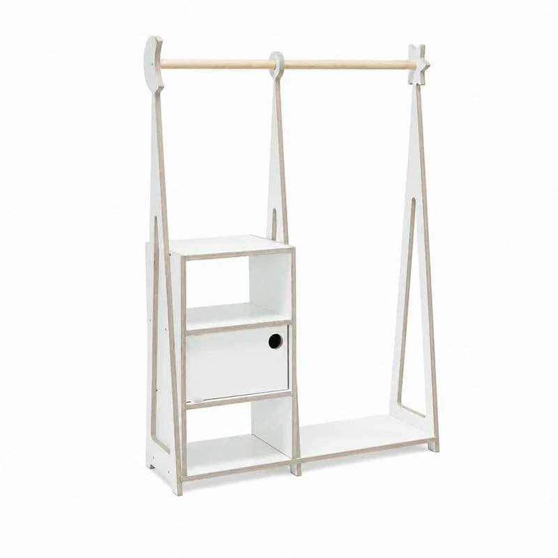 Kindergarderobe Montessori Weiß, 117 x 75 x 27 cm