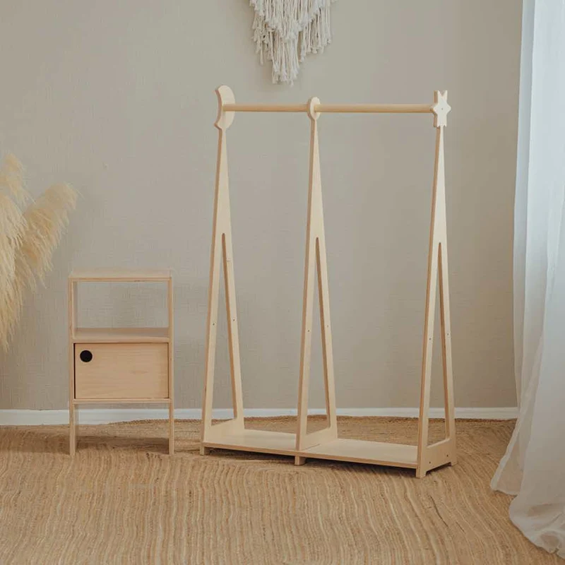 Kindergarderobe Montessori Natur, 117 x 75 x 27 cm