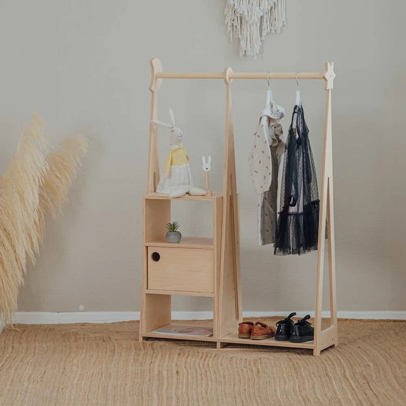 Kindergarderobe Montessori Natur, 117 x 75 x 27 cm