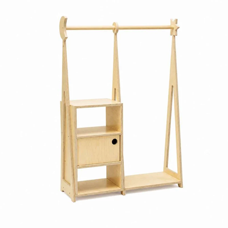 Kindergarderobe Montessori Natur, 117 x 75 x 27 cm