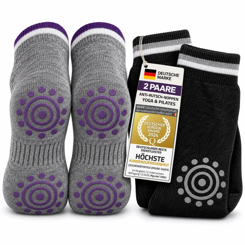 Yoga Socken 4er Pack - Rutschfeste Stoppersocken für Yoga & Pilates