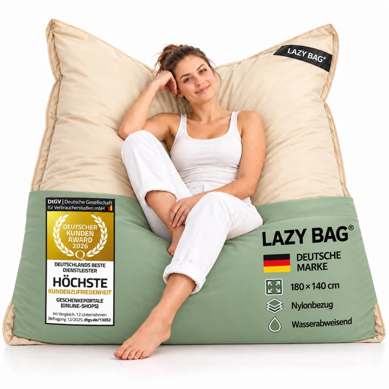LazyBag XXL Sitzsack - Wasserfestes Outdoor Sitzkissen 180x140 cm