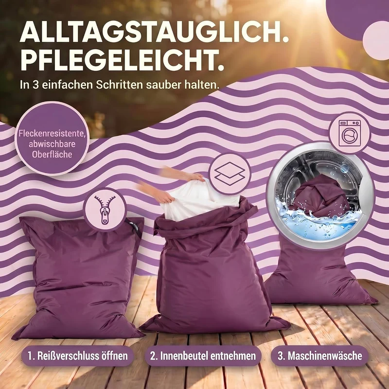 LazyBag XXL Sitzsack - Wasserfestes Outdoor Sitzkissen 180x140 cm