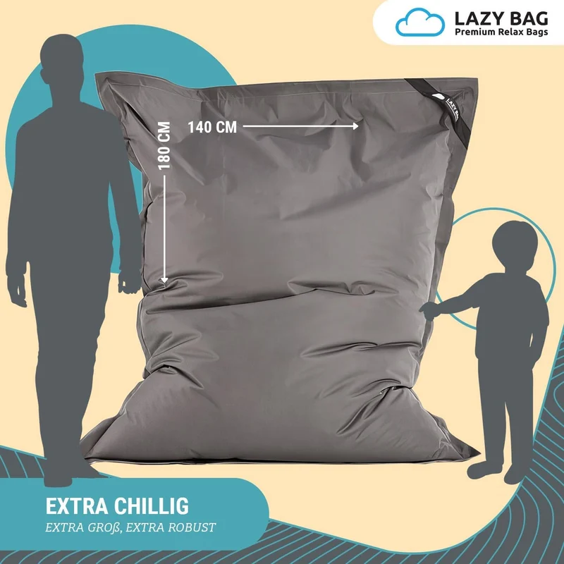 LazyBag XXL Sitzsack - Wasserfestes Outdoor Sitzkissen 180x140 cm
