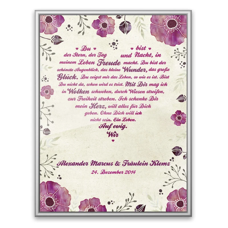 Liebesgedicht - Bild mit Gedicht in Herzform