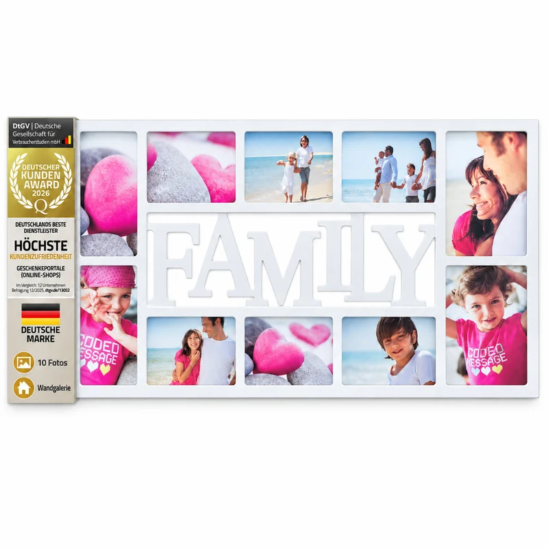 Bilderrahmen Family für 10 Fotos - Große Wand-Fotogalerie Weiß