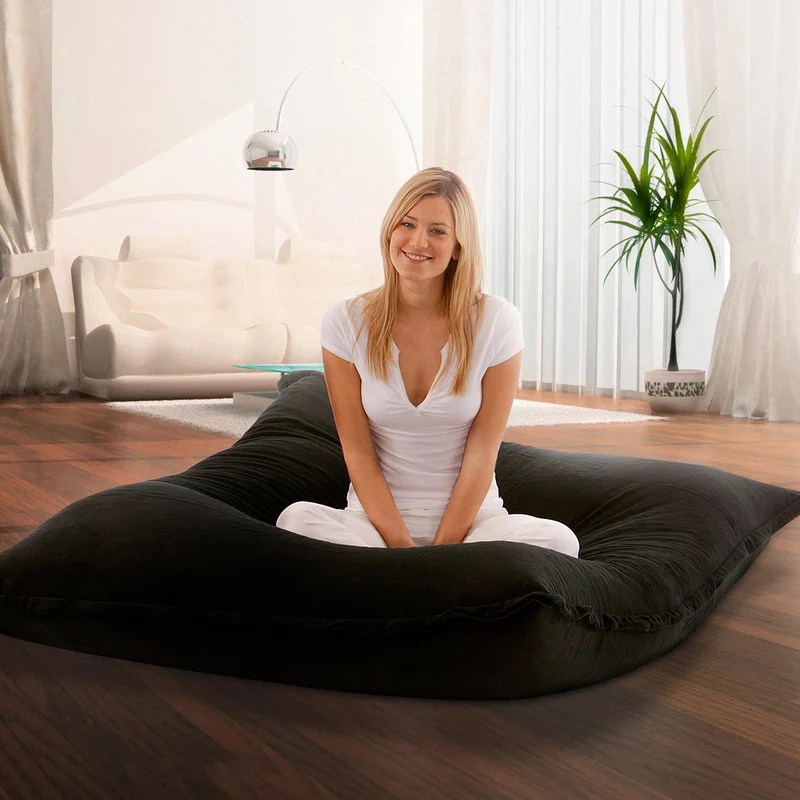Sitzsack Schwarz Samt