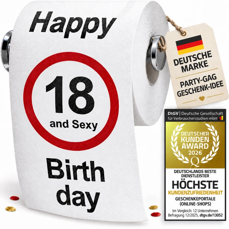 Toilettenpapier 18. Geburtstag - Witziges Geschenk & Party-Gag