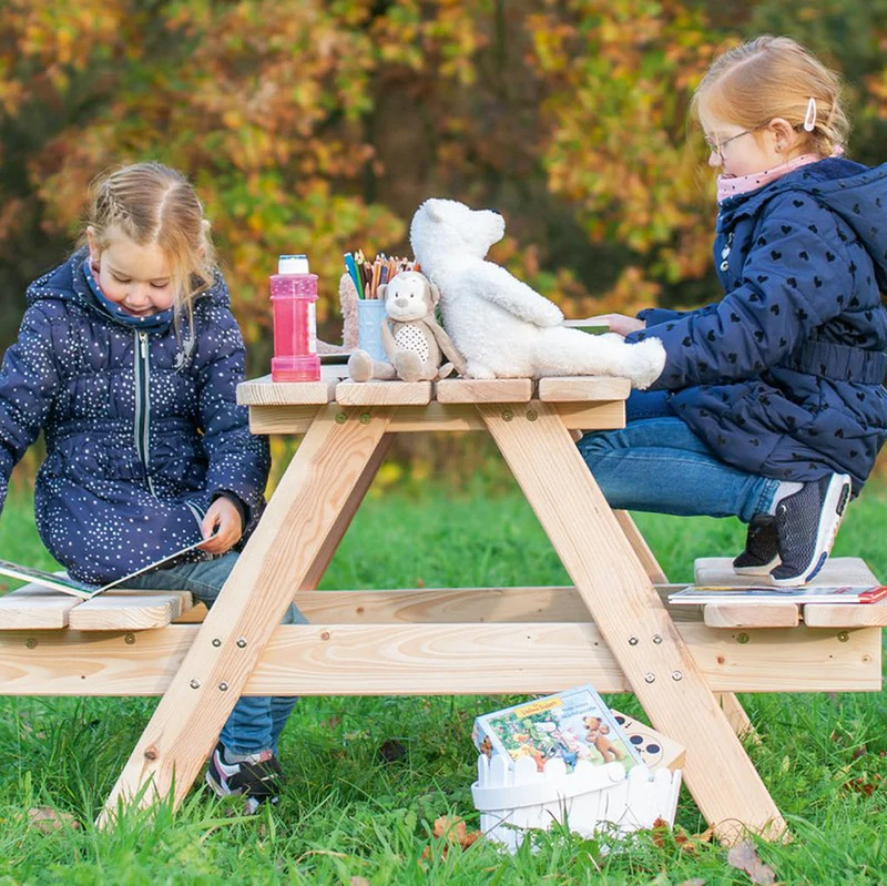 Sitzgarnitur Maxi für bis zu 6 Kinder, Vollmassiv Nadelholz
