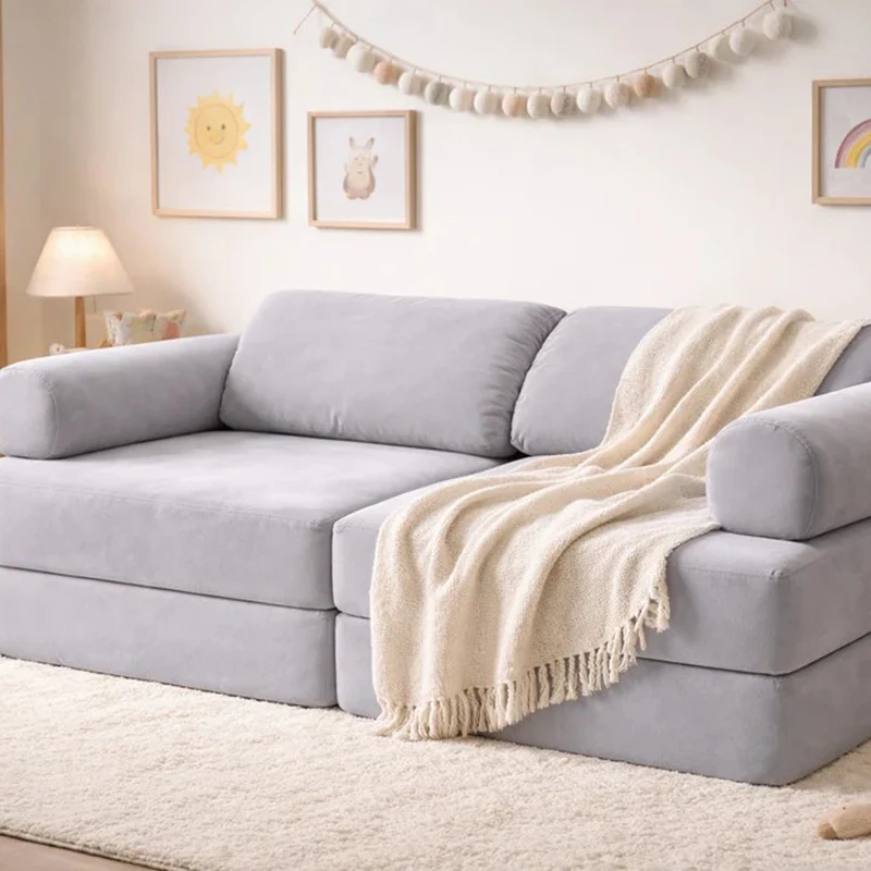 Modulares Spielsofa 120 cm 6-teilig, Hellblau