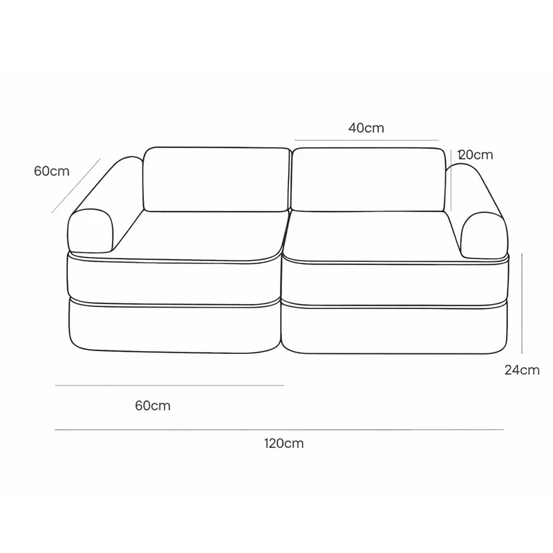 Modulares Spielsofa 120 cm 6-teilig, Hellblau