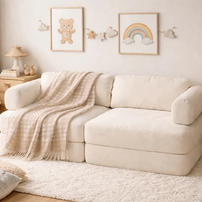 Modulares Spielsofa 120 cm 6-teilig, Beige